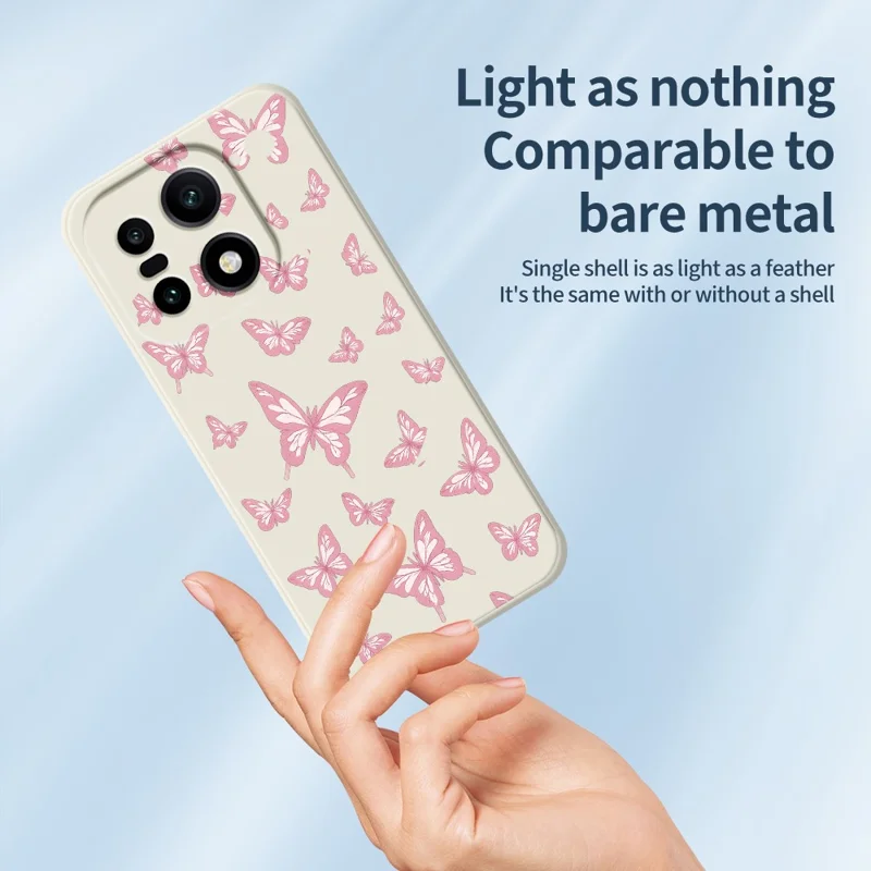 For OnePlus 15 5G Case Pink Butterflies Pattern Printing Straight Edge TPU Phone Back Cover - Beige