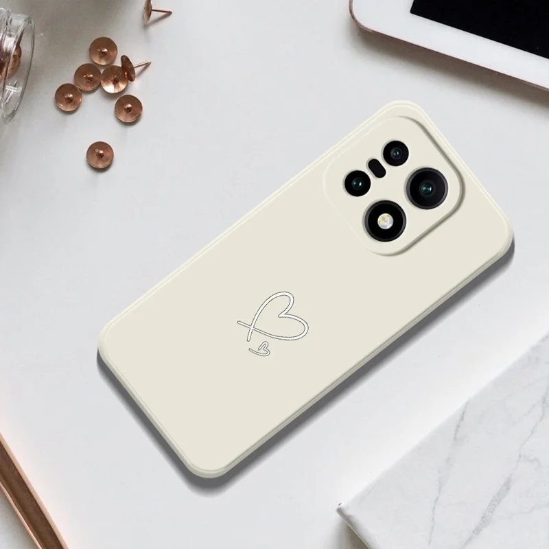 För OnePlus 15 5G-fodral Vitt kärleksmönster Tryckta Räta Kanter TPU Telefonbakdel - Beige