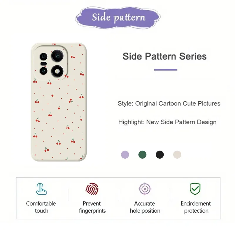 För OnePlus 15 5G-fodral Röd kirsebärsdesign Raka kanter TPU mobilhölje - Beige