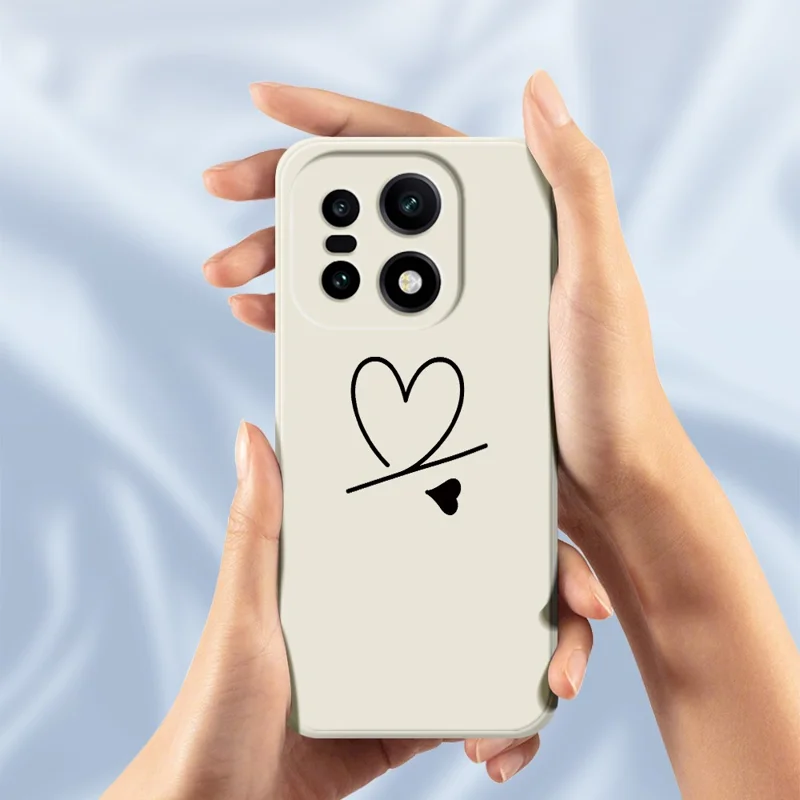 För OnePlus 15 5G-fodral Svart kärlek mönstertryck Raka kanter TPU mobil bakplatta - Beige