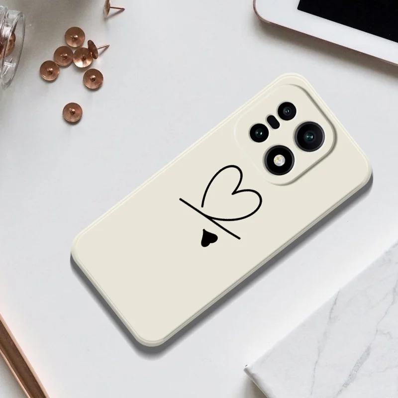 För OnePlus 15 5G-fodral Svart kärlek mönstertryck Raka kanter TPU mobil bakplatta - Beige