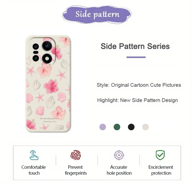 För OnePlus 15 5G skal Skal med tryckt körsbärsblomsmönster Raka kanter TPU mobilhållare - Beige