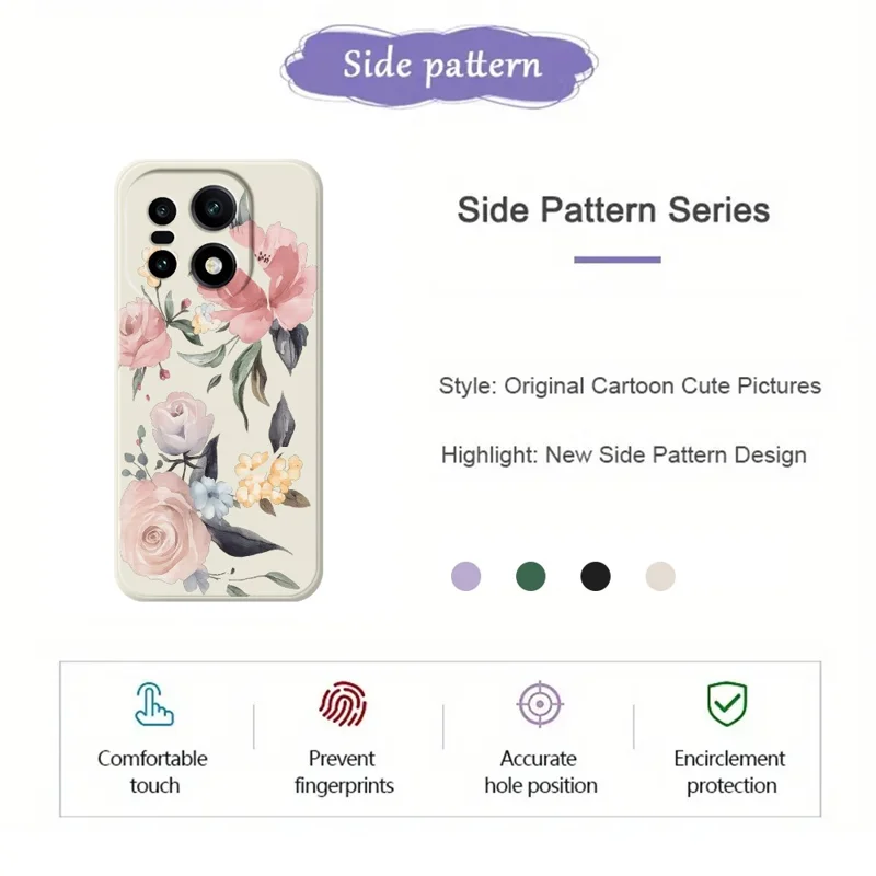 For OnePlus 15 5G Case Grote Bloemenpatroon Afdruk Rechte Rand TPU Telefoon Achterkant - Beige