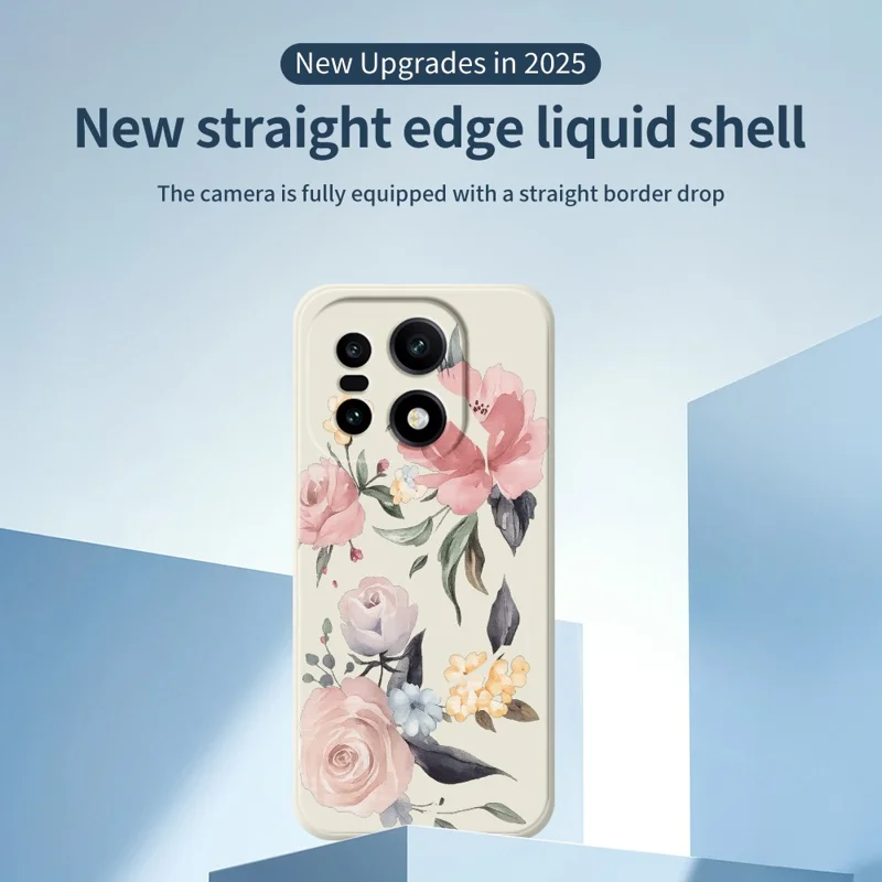 For OnePlus 15 5G Case Grote Bloemenpatroon Afdruk Rechte Rand TPU Telefoon Achterkant - Beige