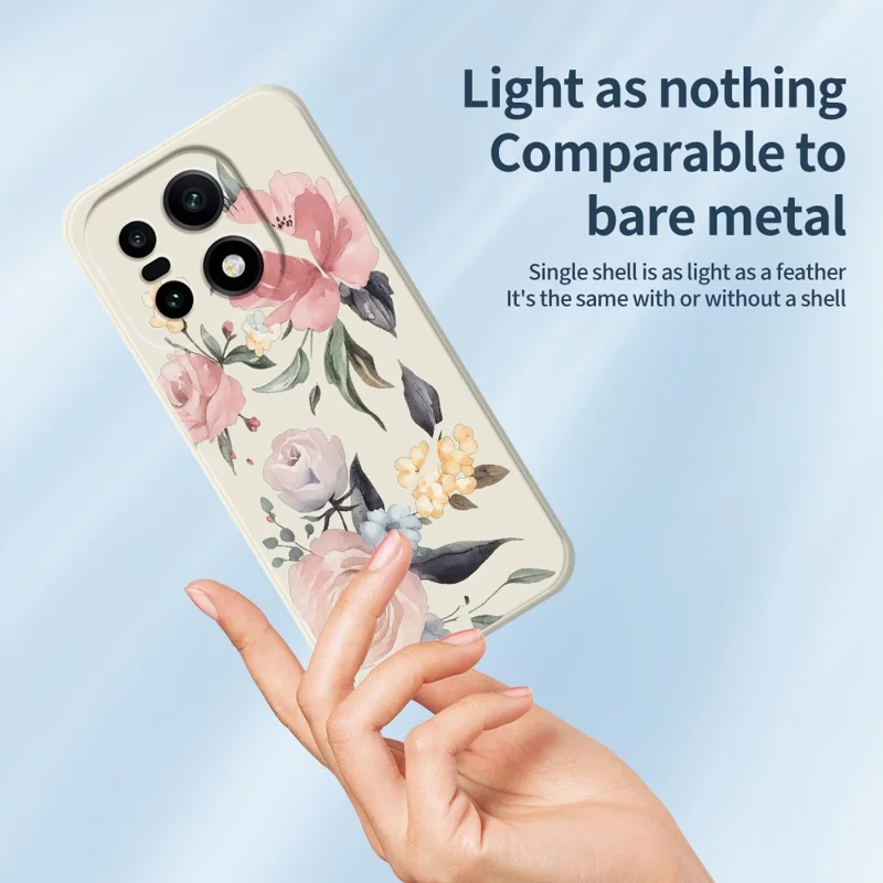 For OnePlus 15 5G Case Grote Bloemenpatroon Afdruk Rechte Rand TPU Telefoon Achterkant - Beige