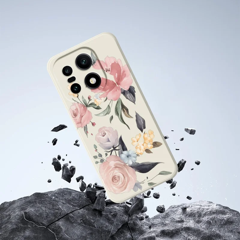 For OnePlus 15 5G Case Grote Bloemenpatroon Afdruk Rechte Rand TPU Telefoon Achterkant - Beige