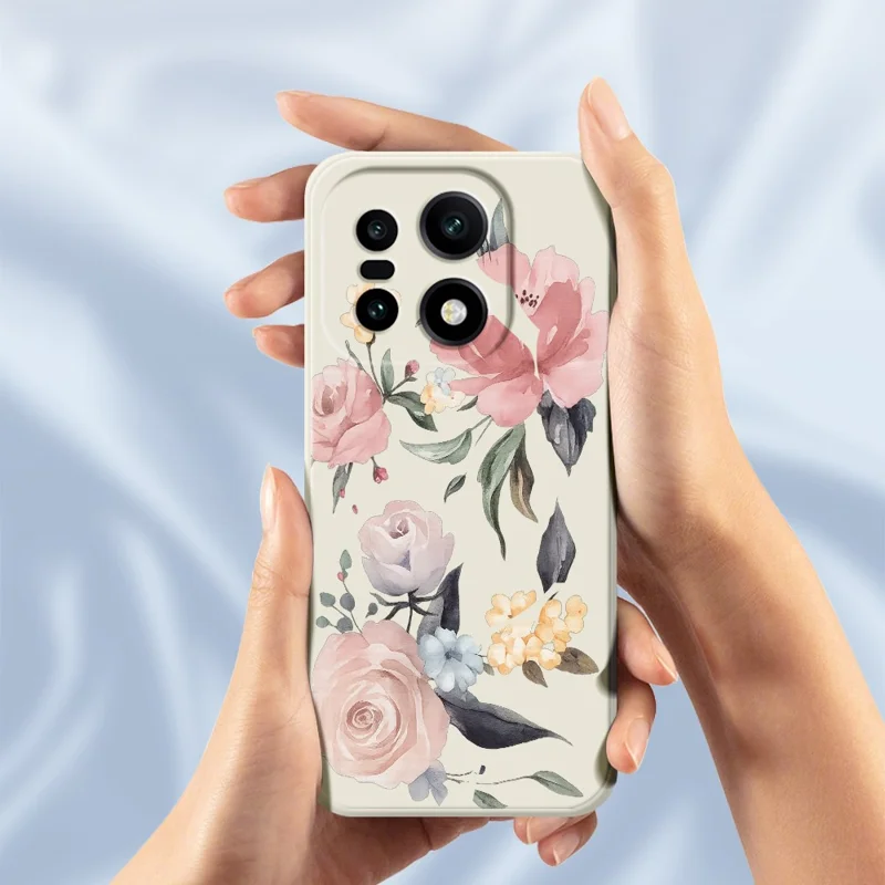 For OnePlus 15 5G Case Grote Bloemenpatroon Afdruk Rechte Rand TPU Telefoon Achterkant - Beige