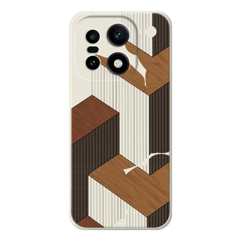 För OnePlus 15 5G-fodral med geometrisk mönstertryckt trästruktur, raka kanter, TPU mobilhållare - Beige