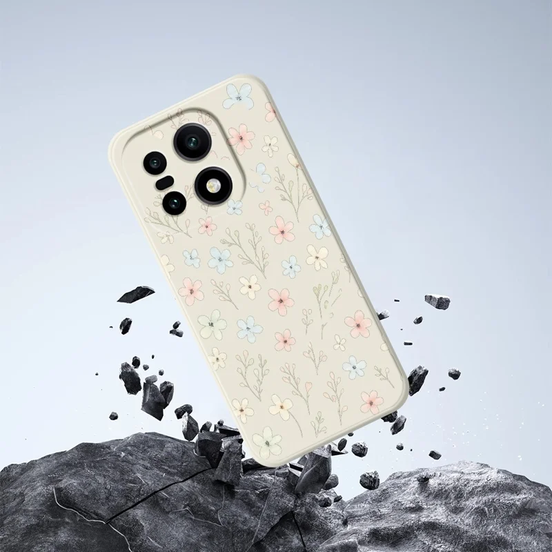 För OnePlus 15 5G-fodral Små blommande kvistar Mönstertryck Raka kanter TPU mobilhölje - Beige