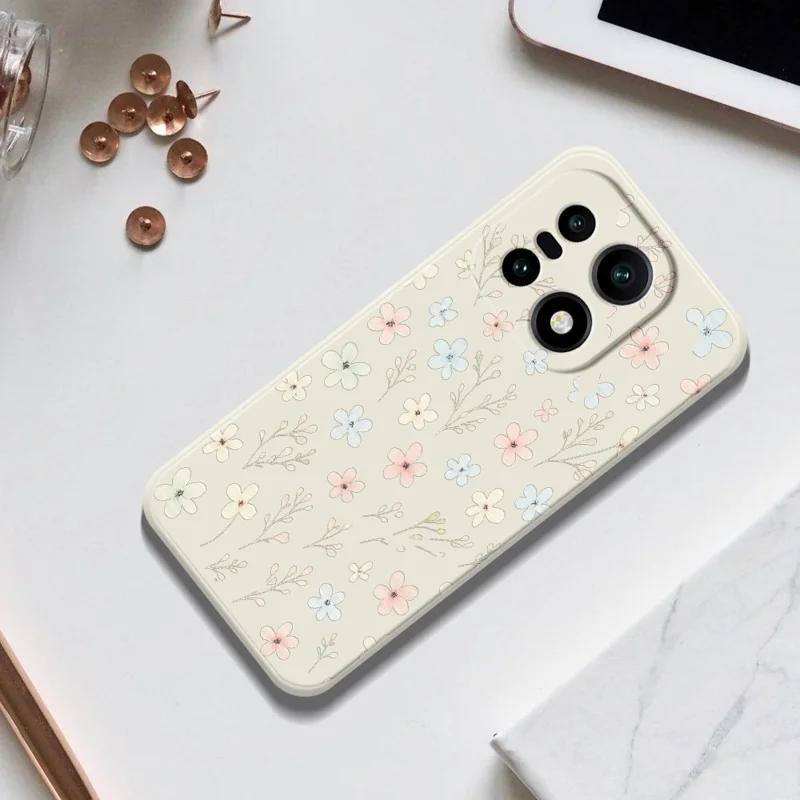 För OnePlus 15 5G-fodral Små blommande kvistar Mönstertryck Raka kanter TPU mobilhölje - Beige
