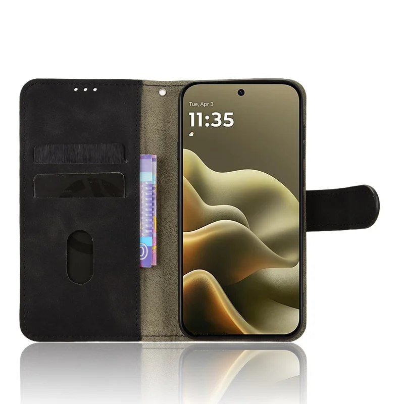 For Motorola Edge (2026) Leather Case Skin Feel Anti Drop Wallet Stand Flip Phone Cover - Black