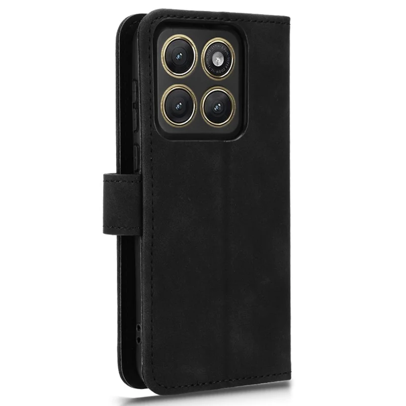 For Motorola Edge (2026) Leather Case Skin Feel Anti Drop Wallet Stand Flip Phone Cover - Black