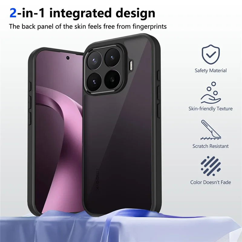 Hülle für Xiaomi 17T Pro Skin-Touch-Matt PC + TPU Anti-Drop-Handyhülle - Transparent Schwarz