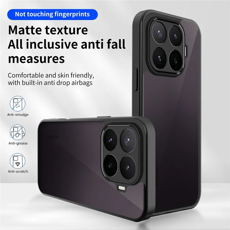 Hülle für Xiaomi 17T Pro Skin-Touch-Matt PC + TPU Anti-Drop-Handyhülle - Transparent Schwarz