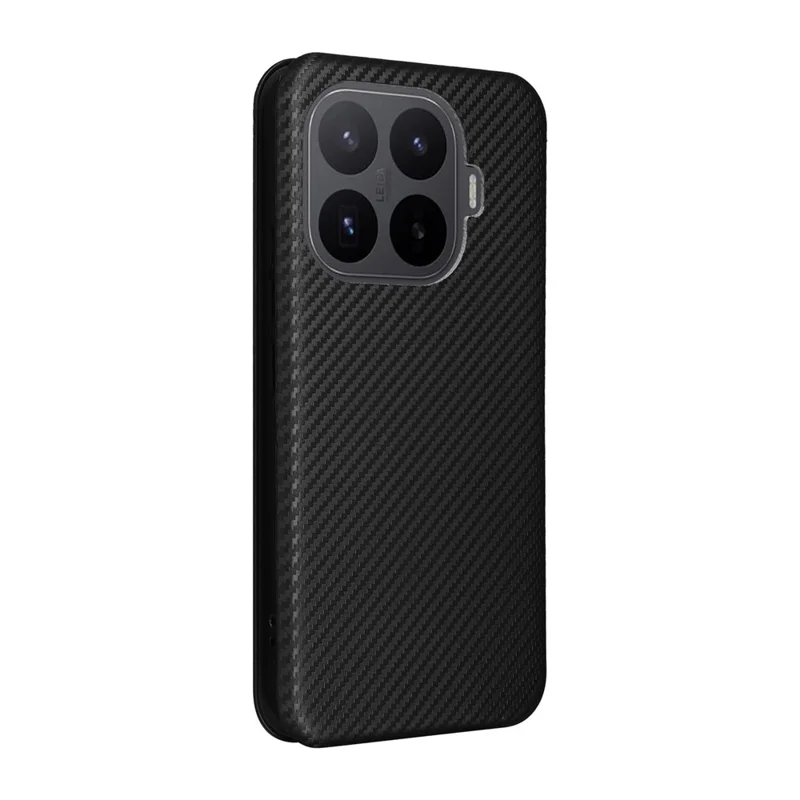 For Xiaomi 17T Pro Case Carbon Fiber Texture Drop-Proof PU Leather Phone Cover - Black