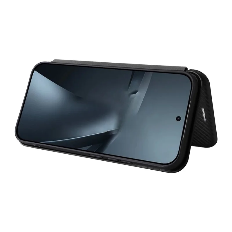 For Xiaomi 17T Pro Case Carbon Fiber Texture Drop-Proof PU Leather Phone Cover - Black