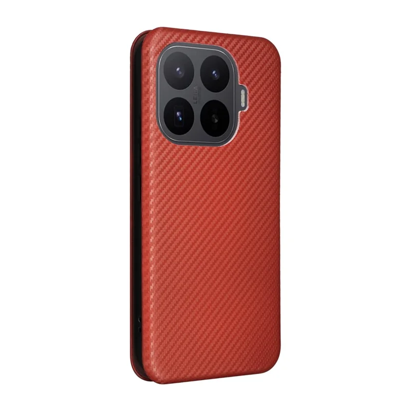 For Xiaomi 17T Pro Phone Case Carbon Fiber Texture Drop-Proof PU Leather Phone Cover - Brown