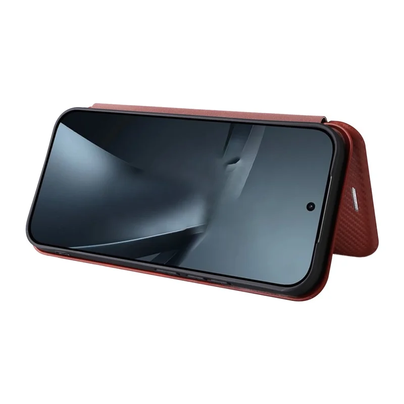 For Xiaomi 17T Pro Phone Case Carbon Fiber Texture Drop-Proof PU Leather Phone Cover - Brown