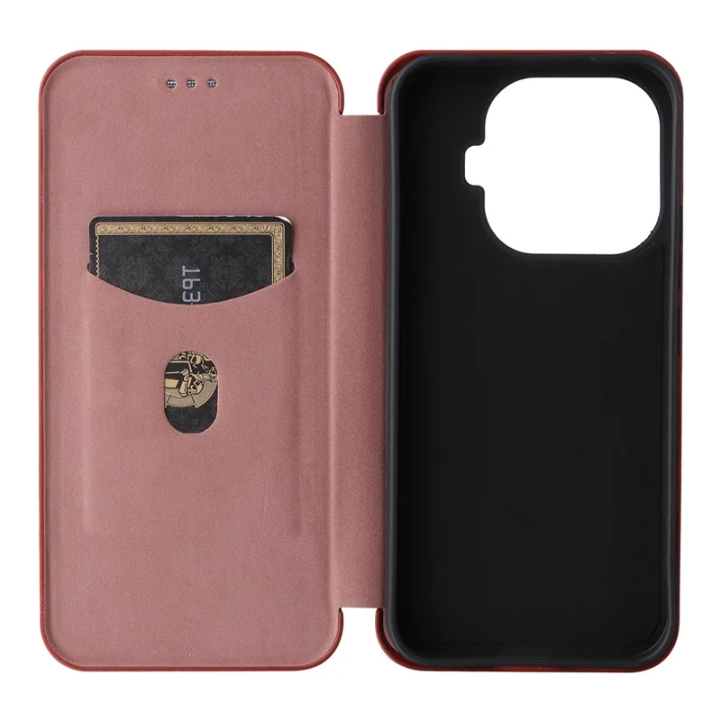 For Xiaomi 17T Pro Phone Case Carbon Fiber Texture Drop-Proof PU Leather Phone Cover - Brown