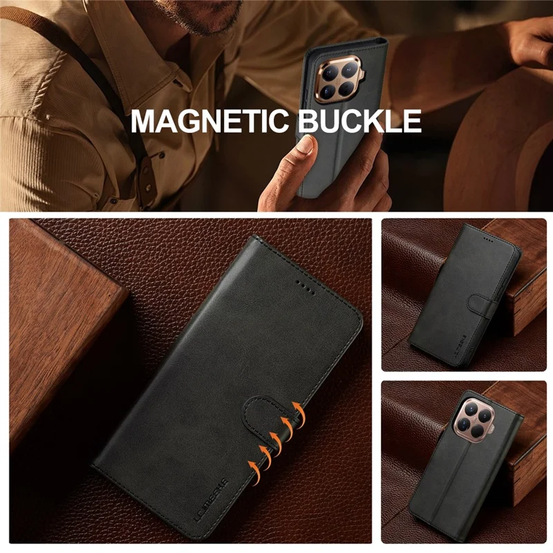 LC.IMEEKE for Xiaomi 17T Case Wallet Calf Texture Leather Phone Cover - Black