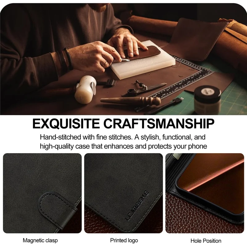 LC.IMEEKE for Xiaomi 17T Case Wallet Calf Texture Leather Phone Cover - Black