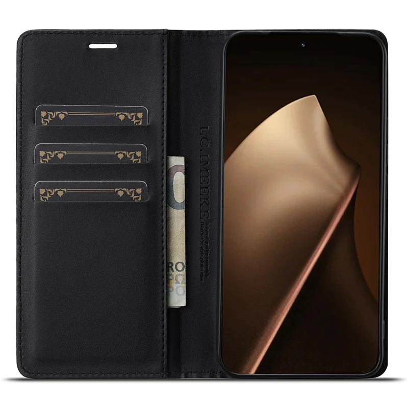 LC.IMEEKE for Xiaomi 17T Wallet Case Carbon Fiber Texture Leather Phone Cover - Vertical Stripe