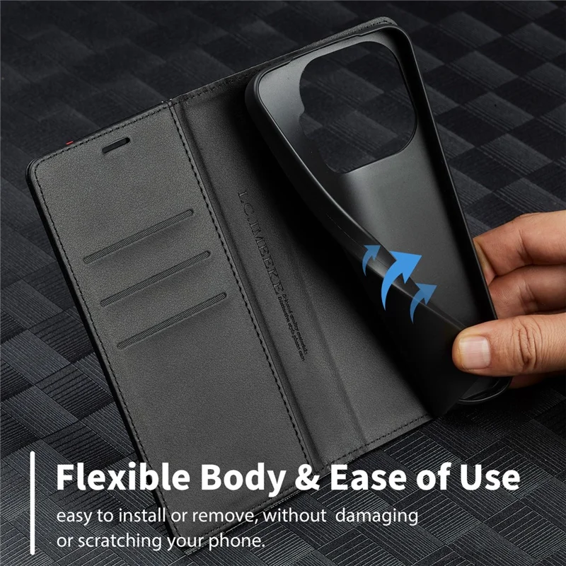 LC.IMEEKE for Xiaomi 17T Wallet Case Carbon Fiber Texture Leather Phone Cover - Vertical Stripe