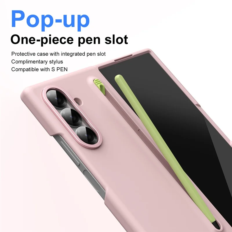 For Samsung Galaxy Z Fold8 Case Hard PC Protective Shockproof Phone Cover with Stylus - Pink