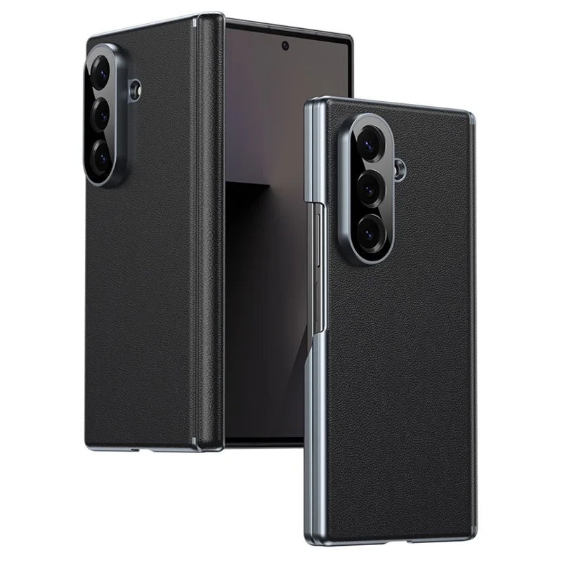 For Samsung Galaxy Z Fold8 Case Dual-Axis Hinge PU Leather Hard PC Folding Phone Cover - Black