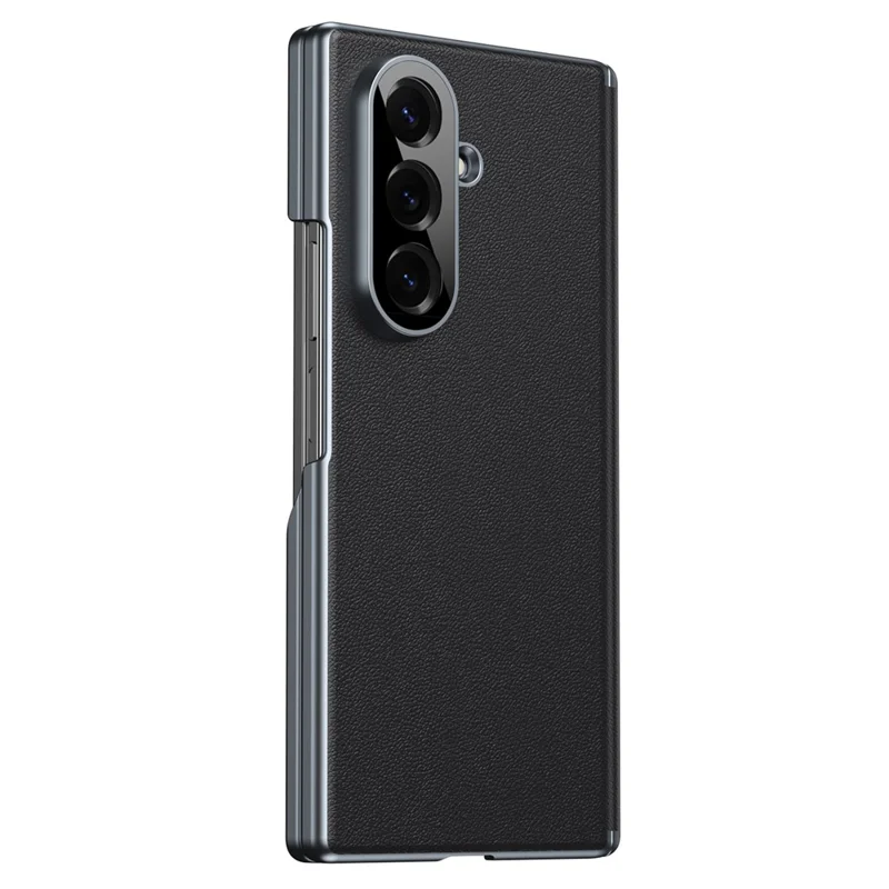 For Samsung Galaxy Z Fold8 Case Dual-Axis Hinge PU Leather Hard PC Folding Phone Cover - Black