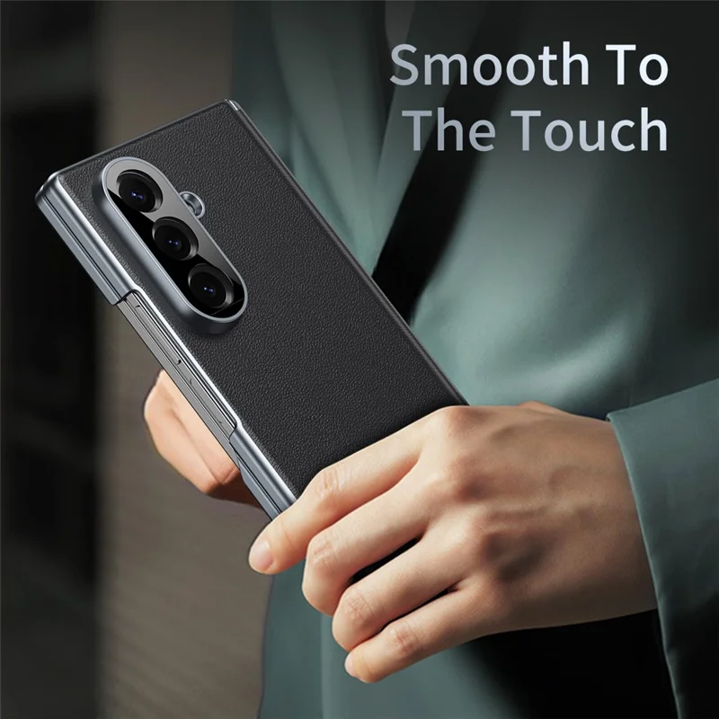 For Samsung Galaxy Z Fold8 Case Dual-Axis Hinge PU Leather Hard PC Folding Phone Cover - Black