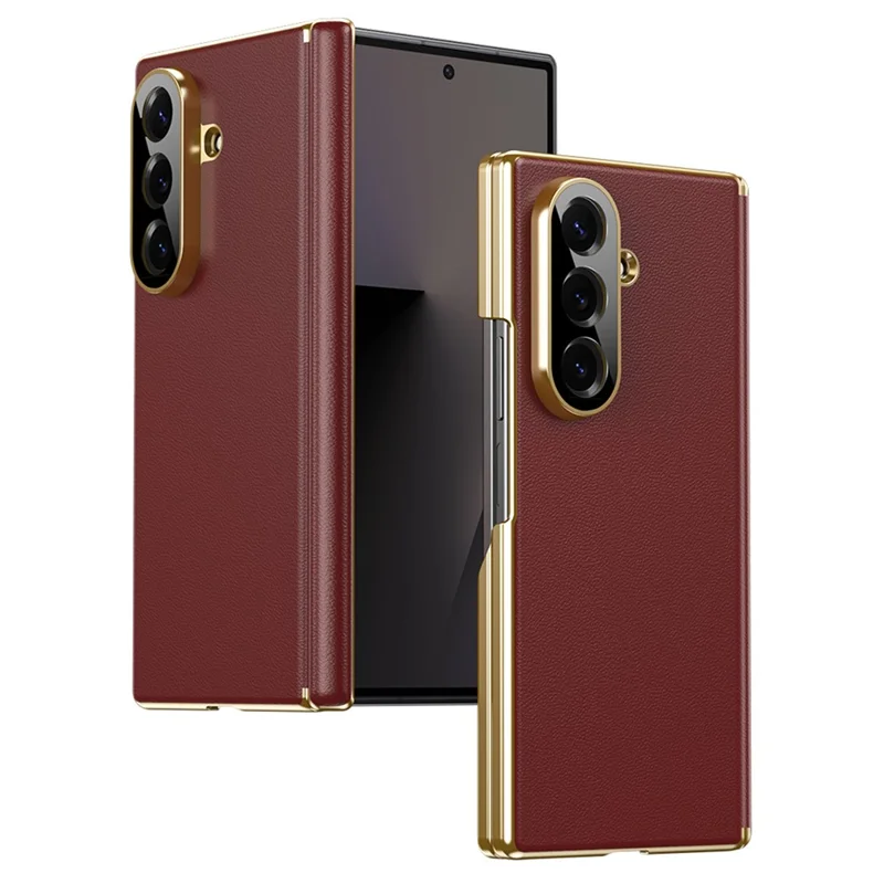 For Samsung Galaxy Z Fold8 Case Dual-Axis Hinge PU Leather Hard PC Folding Phone Cover - Red