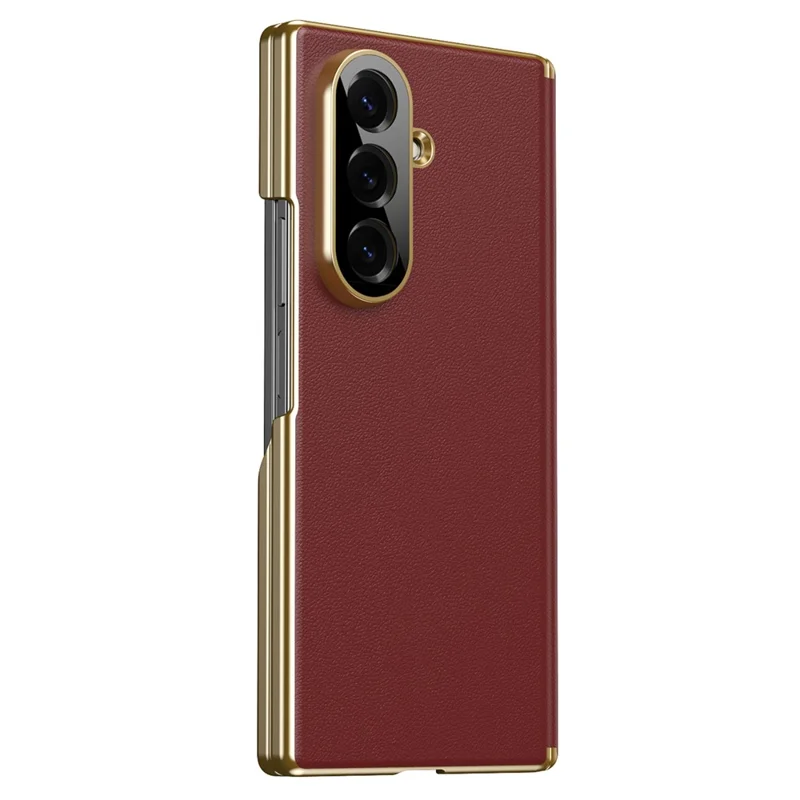 For Samsung Galaxy Z Fold8 Case Dual-Axis Hinge PU Leather Hard PC Folding Phone Cover - Red