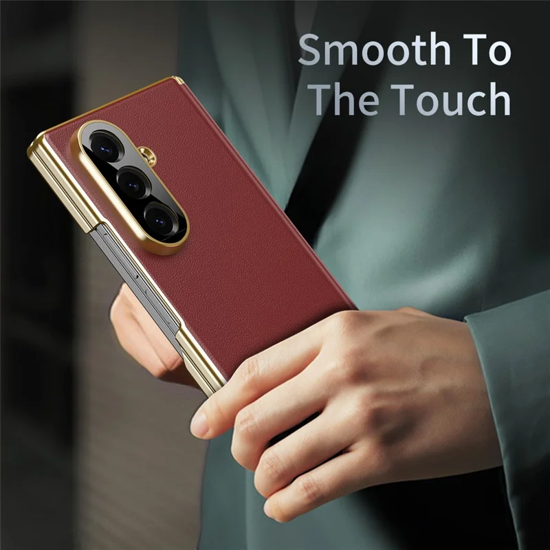 For Samsung Galaxy Z Fold8 Case Dual-Axis Hinge PU Leather Hard PC Folding Phone Cover - Red