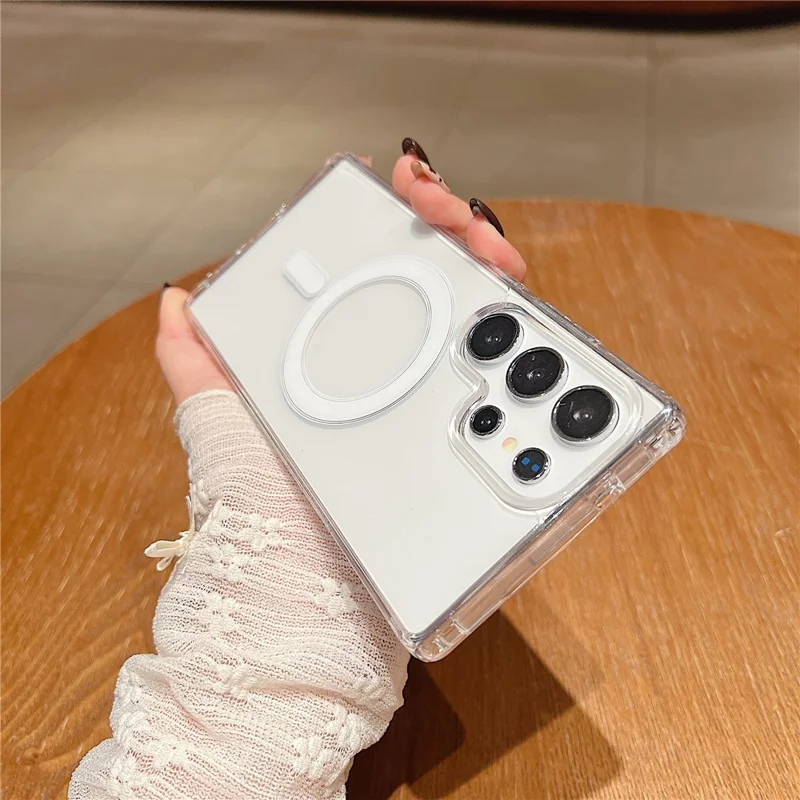 For Samsung Galaxy S25 Ultra Magnetic Case Slim Soft TPU Crystal Clear Phone Cover - Transparent