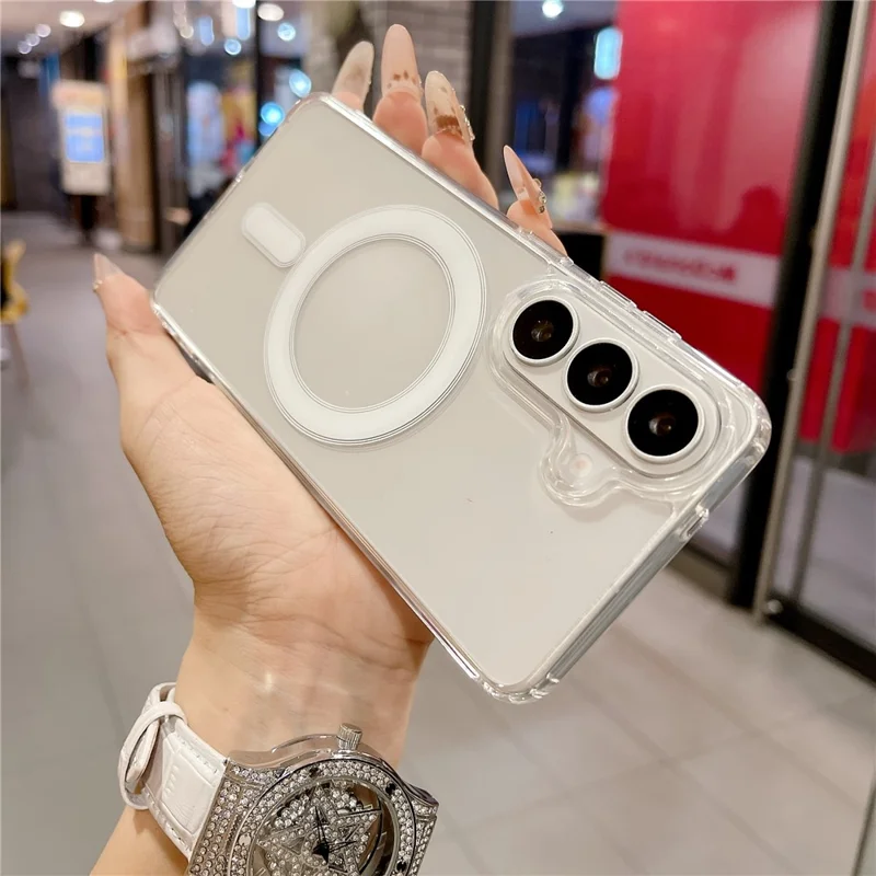 For Samsung Galaxy S26+ Magnetic Case Slim Soft TPU Crystal Clear Phone Cover - Transparent