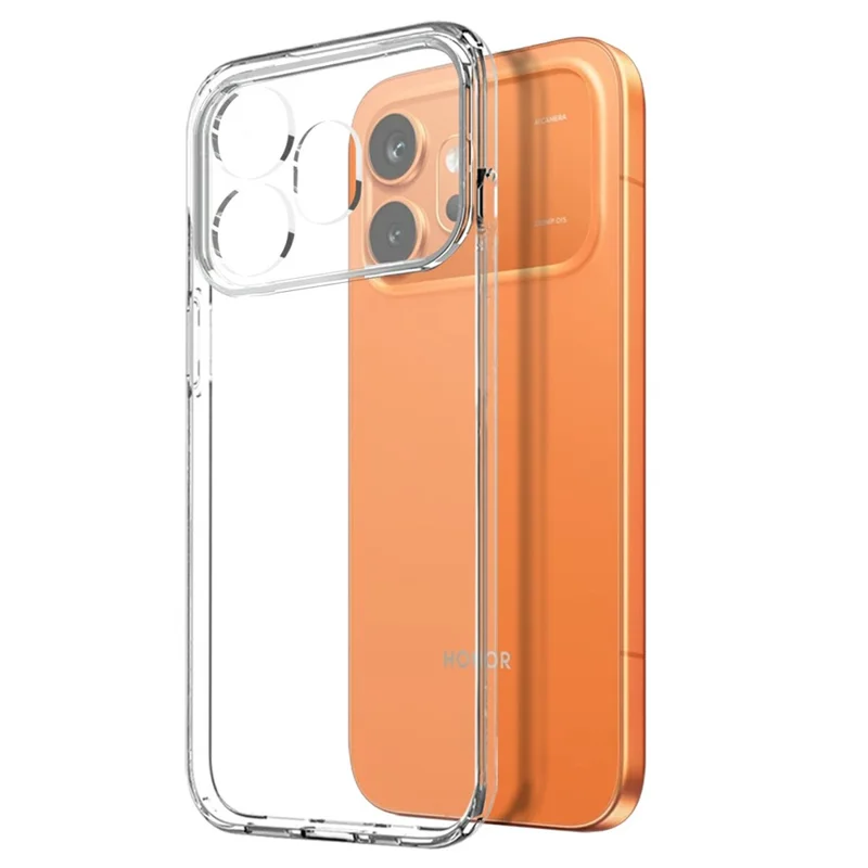 NORTHJO For Honor 600 5G Case Soft TPU Clear Phone Cover with Tempered Glass Screen Protector (Fingerprint Unlock) - Transparent