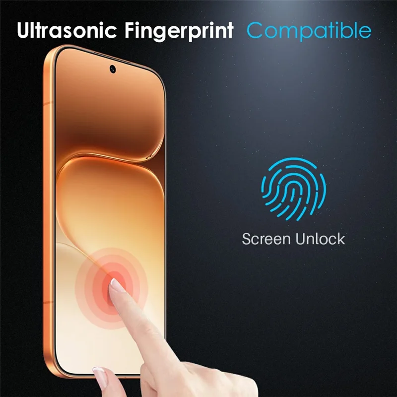 NORTHJO For Honor 600 5G Case Soft TPU Clear Phone Cover with Tempered Glass Screen Protector (Fingerprint Unlock) - Transparent