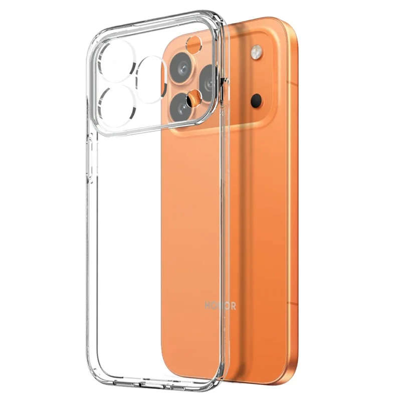 NORTHJO For Honor 600 Pro 5G Case Soft TPU Clear Phone Cover with Tempered Glass Screen Protector (Fingerprint Unlock) - Transparent
