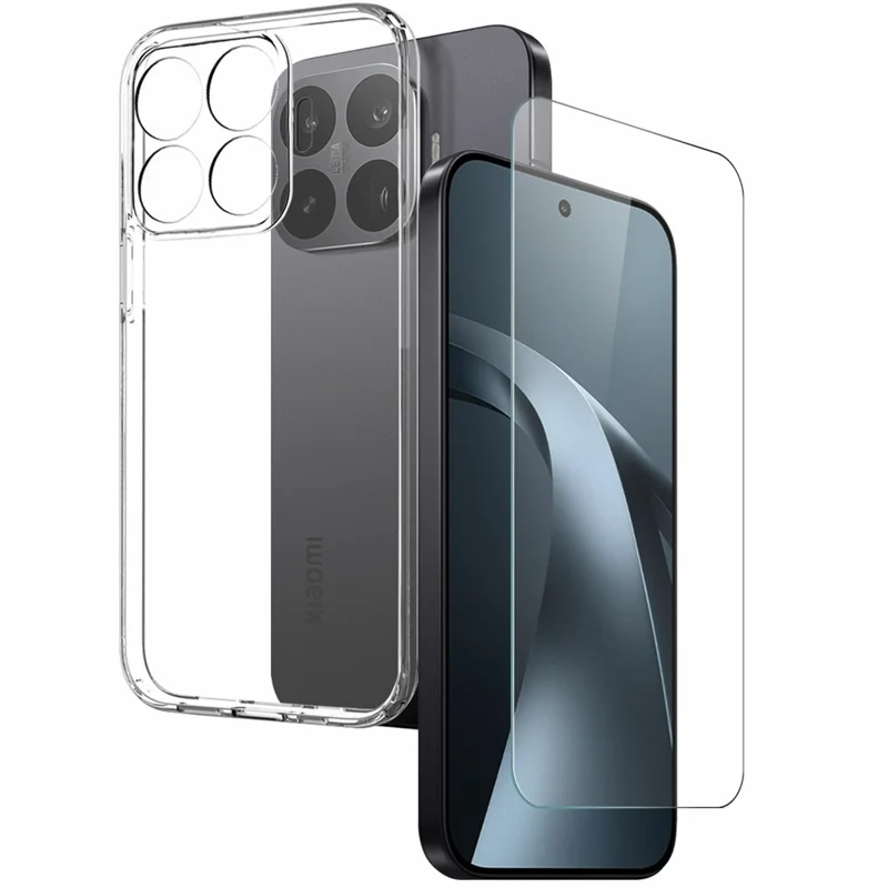 NORTHJO For Xiaomi 17T Case Soft TPU Clear Phone Cover with Tempered Glass Screen Protector - Transparent