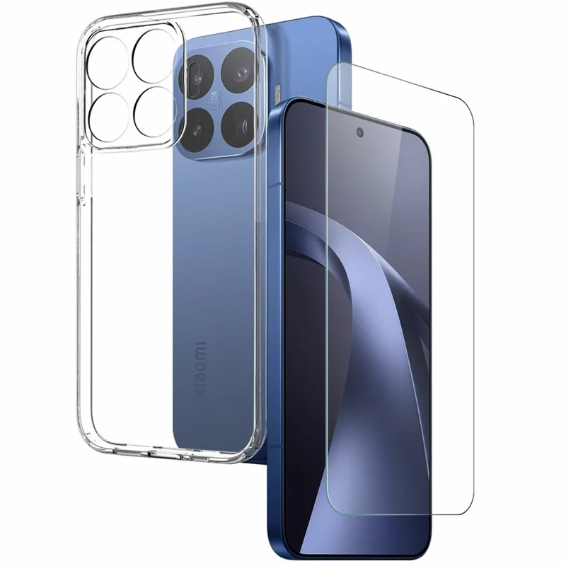 NORTHJO For Xiaomi 17T Pro Case Soft TPU Clear Phone Cover with Tempered Glass Screen Protector - Transparent