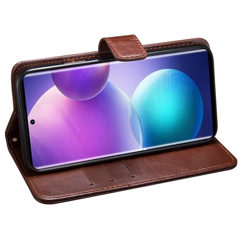 Idewei Para Infinix Nota 12 Pro 4g Textura de Cavalo Maluco PU Couro de Couro Para Barreta Capa de Cobertura do Telefone - Castanho