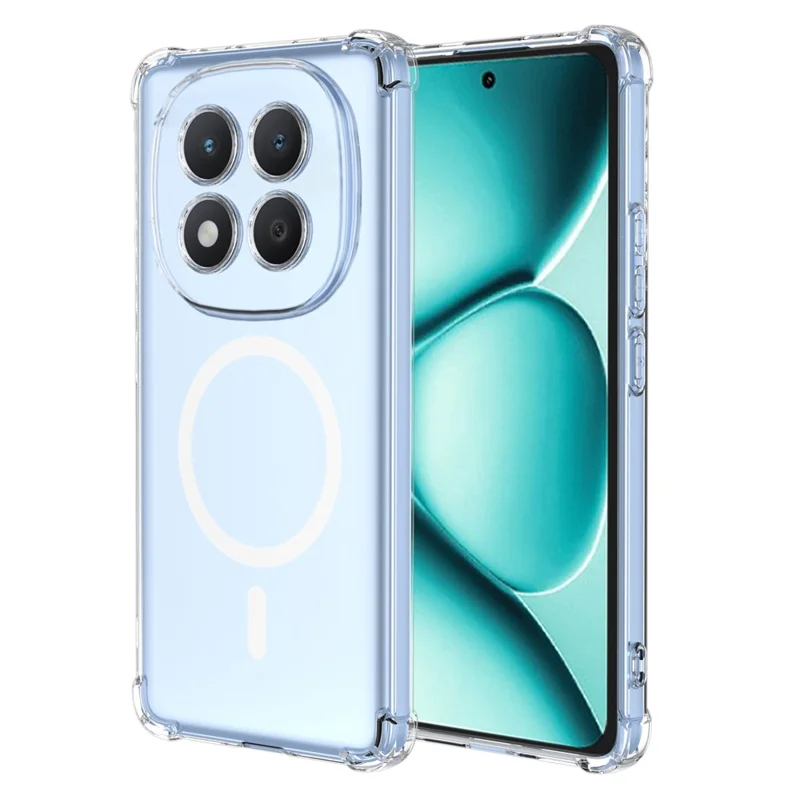 غطاء هاتفي مغناطيسي مضاد للصدمات لأركان أربعة من مادة PC + TPU شفاف - لجهاز Xiaomi Redmi Note 15 Pro+ 5G (عالمي) / Poco M8 Pro 5G