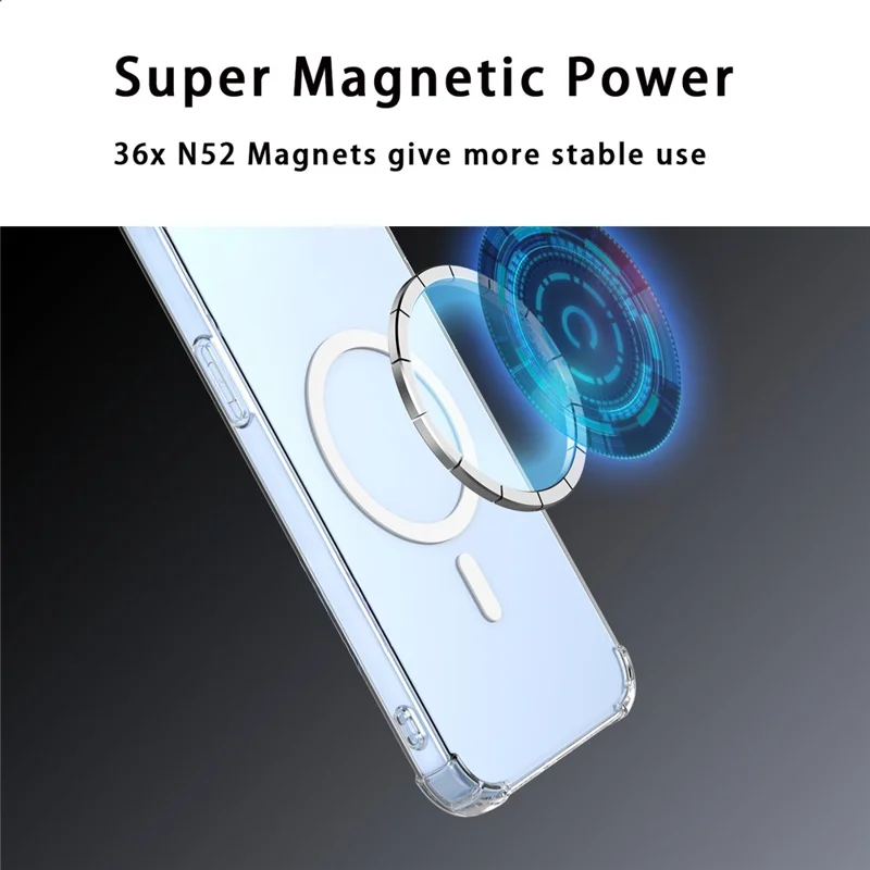 For OnePlus 15R 5G Magnetic Case Shockproof Four Corners PC + TPU Phone Cover - Transparent