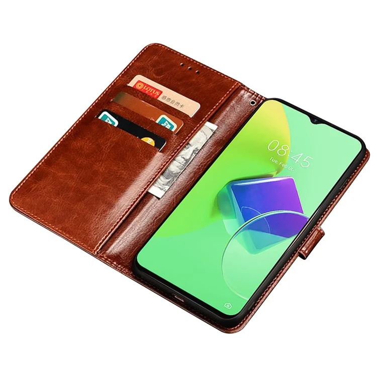 IDEWEI For TECNO Camon 19 4G / 19 Pro 4G Case Shockproof Crazy Horse Texture PU Leather Flip Stand Wallet Cover - Brown