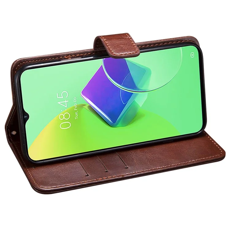 IDEWEI For TECNO Camon 19 4G / 19 Pro 4G Case Shockproof Crazy Horse Texture PU Leather Flip Stand Wallet Cover - Brown