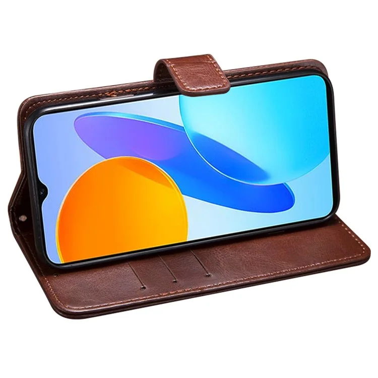 IDEWEI Phone Shell for Huawei nova Y90 4G Crazy Horse Texture PU Leather Flip Stand Wallet Cover Protective Case - Brown