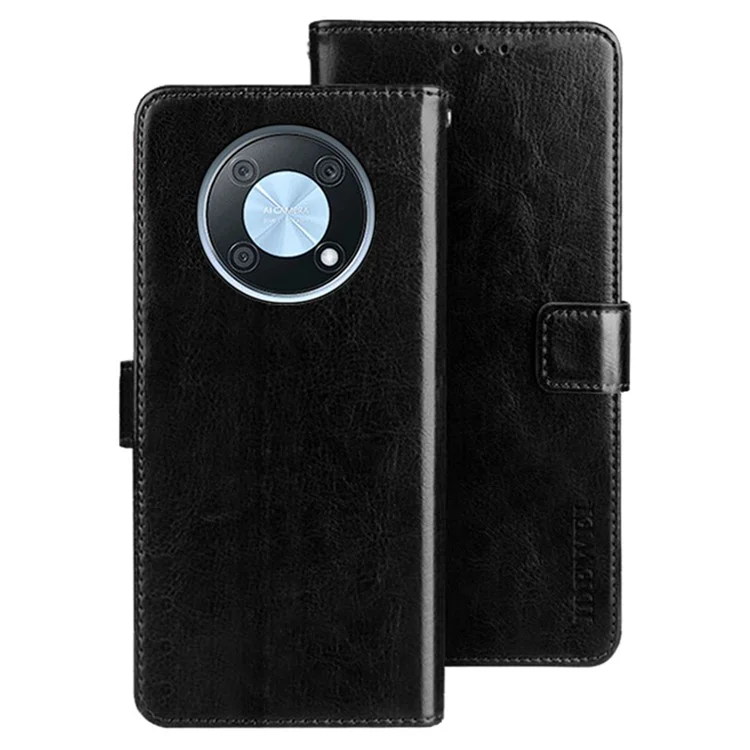 Shell de Teléfono Idewei Para Huawei Nova Y90 4G Crazy Horse Texture PU Flip Flip Soportes Funda de Protección de la Billetera - Negro