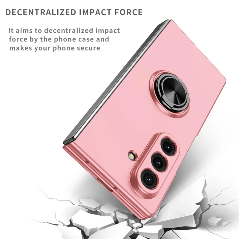 Custodia per Samsung Galaxy Z Fold8 con Anello Girevole e Supporto Rigido in PC - Rosa