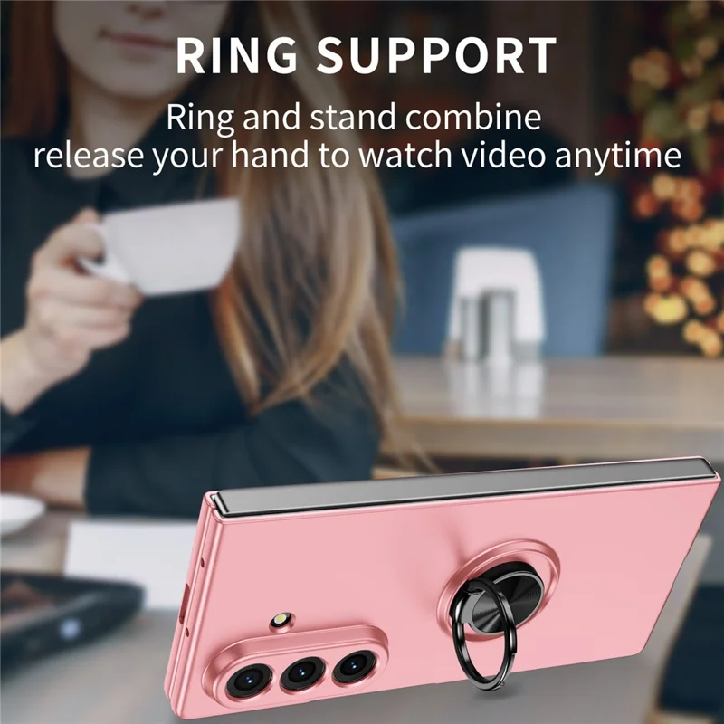 Custodia per Samsung Galaxy Z Fold8 con Anello Girevole e Supporto Rigido in PC - Rosa